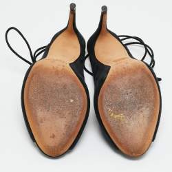 مملوكة مسبقًا Alexandre Birman Size 38 Black Suede Tie Up Open Toe Sandals