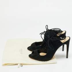 مملوكة مسبقًا Alexandre Birman Size 38 Black Suede Tie Up Open Toe Sandals