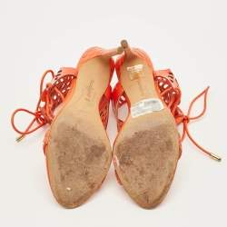 مملوكة مسبقًا صندل ألكسندر بيرمان جلد سويدي وثعبان ثلاثي الألوان بكعب مكشوف بحزام للكاحل مقاس 36.5