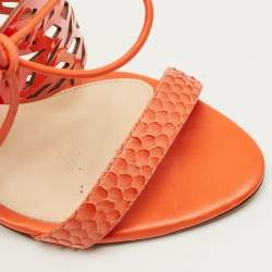 مملوكة مسبقًا صندل ألكسندر بيرمان جلد سويدي وثعبان ثلاثي الألوان بكعب مكشوف بحزام للكاحل مقاس 36.5