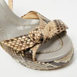 Pre Owned صندل ألكساندر بيرمان جلد أسود/بيج وجلد ثعبان بعقدة ربط كاحل مقاس 36