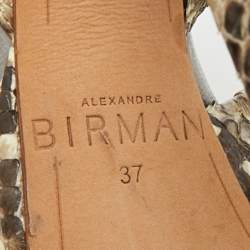 Pre Owned صندل ألكساندر بيرمان جلد أسود/بيج وجلد ثعبان بعقدة ربط كاحل مقاس 36