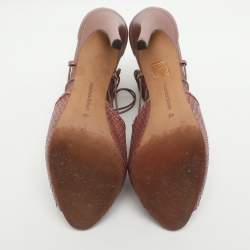 Pre Owned Alexandre Birman Size 40 Beige Python and Leather Laser Cut Tie Up Sandals