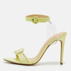 مملوكة مسبقًا Alexandre Birman Vicky Vinyl Size 39.5 Green Leather and PVC Sandals