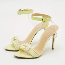 مملوكة مسبقًا Alexandre Birman Vicky Vinyl Size 39.5 Green Leather and PVC Sandals