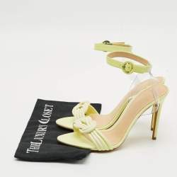 مملوكة مسبقًا Alexandre Birman Vicky Vinyl Size 39.5 Green Leather and PVC Sandals