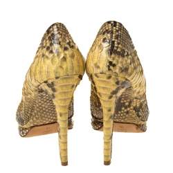Alexander Birman Yellow/Black Python Peep Toe Pumps Size 40.5