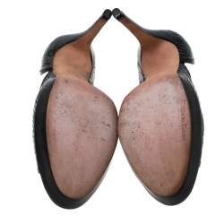 Pre Owned Alexandre Birman Black Python Embossed Leather Peep Toe Platform Pumps Size 41