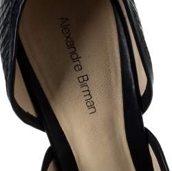 Pre Owned Alexandre Birman Black Python Embossed Leather Peep Toe Platform Pumps Size 41
