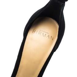 Alexandre Birman Black Suede Clarita Bow Ankle Wrap Sandals Size 38.5