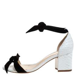 Alexandre Birman Black/White Python And Suede Clarita Block Heel Sandals Size 36