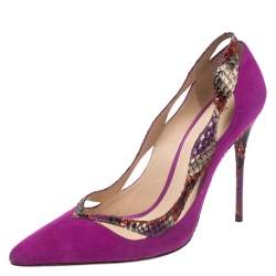 Alexandre Birman Multicolor Python Leather And Suede Pointed Toe Pumps Size 38