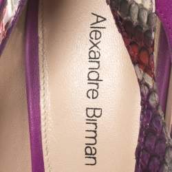 Alexandre Birman Multicolor Python Leather And Suede Pointed Toe Pumps Size 38