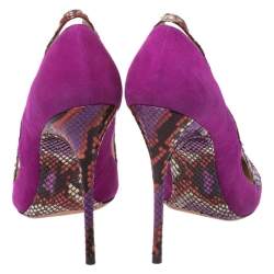 Alexandre Birman Multicolor Python Leather And Suede Pointed Toe Pumps Size 38