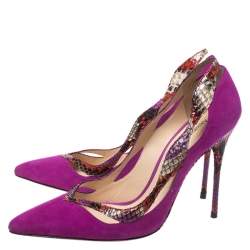 Alexandre Birman Multicolor Python Leather And Suede Pointed Toe Pumps Size 38
