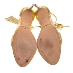 Pre Owned Alexandre Birman Metallic Gold Leather Clarita Ankle Wrap Sandals Size 40