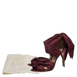 Pre Owned Alexandre Birman Burgundy Satin Katherine Ankle Wrap Sandals Size 41