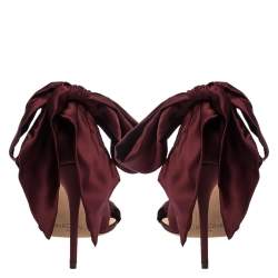Pre Owned Alexandre Birman Burgundy Satin Katherine Ankle Wrap Sandals Size 41