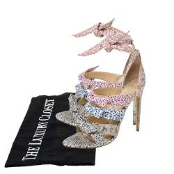 Pre Owned Alexandre Birman Floral Printed Canvas Lolita Knot Strappy Sandals Size 38.5