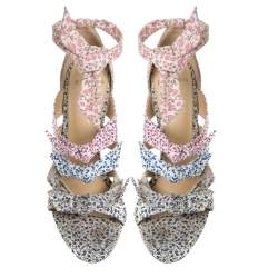 Pre Owned Alexandre Birman Floral Printed Canvas Lolita Knot Strappy Sandals Size 38.5