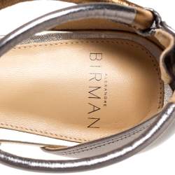 Pre Owned Alexandre Birman Metallic Silver/Gold Gianny Strappy Flat Metallic Leather Sandals 36