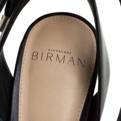 Pre Owned Alexandre Birman Black Leather 'Aurora' Strappy Ankle Wrap Sandals Size 38