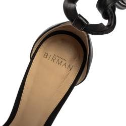 Alexandre Birman Black Leather Clarita Bow Ankle Wrap Sandals Size 41