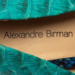 Alexandre Birman Two Tone Blue Python Peep Toe Platform Pumps Size 40.5