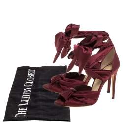 Alexandre Birman Burgundy Satin Katherine Ankle Wrap Sandals Size 36