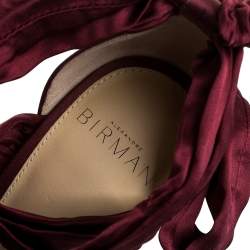 Alexandre Birman Burgundy Satin Katherine Ankle Wrap Sandals Size 36