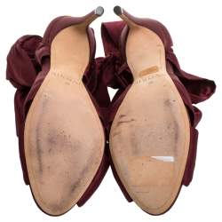Alexandre Birman Burgundy Satin Katherine Ankle Wrap Sandals Size 36