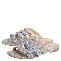 Alexandre Birman Multicolor Floral Print Fabric Triple Knot Slides Size 37