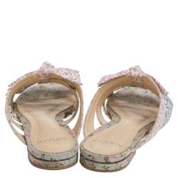 Alexandre Birman Multicolor Floral Print Fabric Triple Knot Slides Size 37