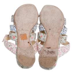 Alexandre Birman Multicolor Floral Print Fabric Triple Knot Slides Size 37