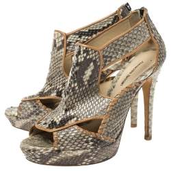 Alexandre Birman Grey Python Platform Platform Sandals Size 39.5