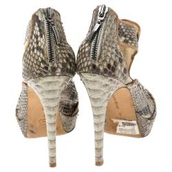 Alexandre Birman Grey Python Platform Platform Sandals Size 39.5