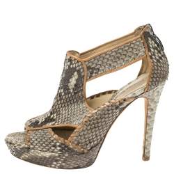 Alexandre Birman Grey Python Platform Platform Sandals Size 39.5