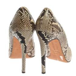 Alexander Birman Yellow/Black Python Peep Toe Pumps Size 38.5