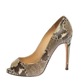 Alexander Birman Yellow/Black Python Peep Toe Pumps Size 38.5