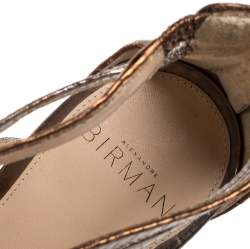 Alexandre Birman Multicolor Python Embossed Leather Caged Zipper Sandals Size 40