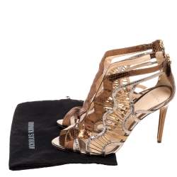 Alexandre Birman Multicolor Python Embossed Leather Caged Zipper Sandals Size 40