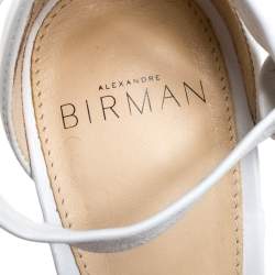 Pre Owned Alexandre Birman White Leather Clarita Bow Ankle Wrap Sandals Size 37