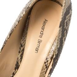 Alexandre Birman Beige Python Peep Toe Platform Pumps Size 38.5