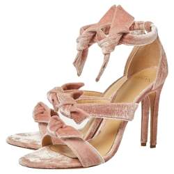 Alexandre Birman Pink Velvet Lolita Knots Ankle Strap Sandals Size 38