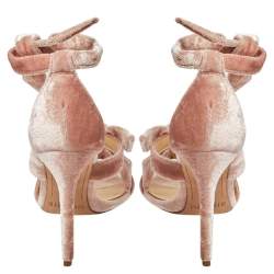 Alexandre Birman Pink Velvet Lolita Knots Ankle Strap Sandals Size 38
