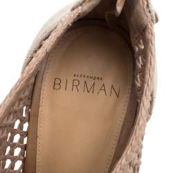 Alexandre Birman Beige Nude Leather And Canvas Caged Sandals Size 38