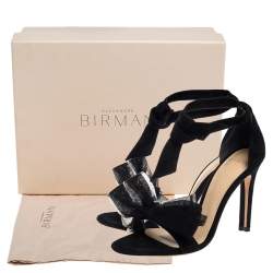 Alexandre Birman Black Suede Clarita Tulle Sandals Size 36