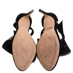 Alexandre Birman Black Suede Clarita Tulle Sandals Size 36