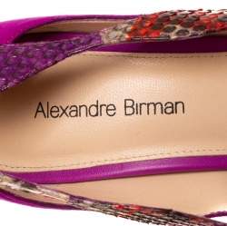 Alexandre Birman Purple Python and Suede Pointed Toe Pumps Size 38.5
