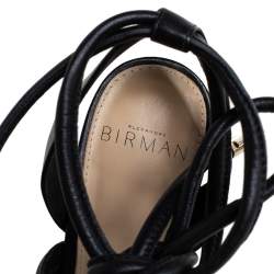 Alexandre Birman Black Leather Aurora Ankle Wrap Sandals Size 36